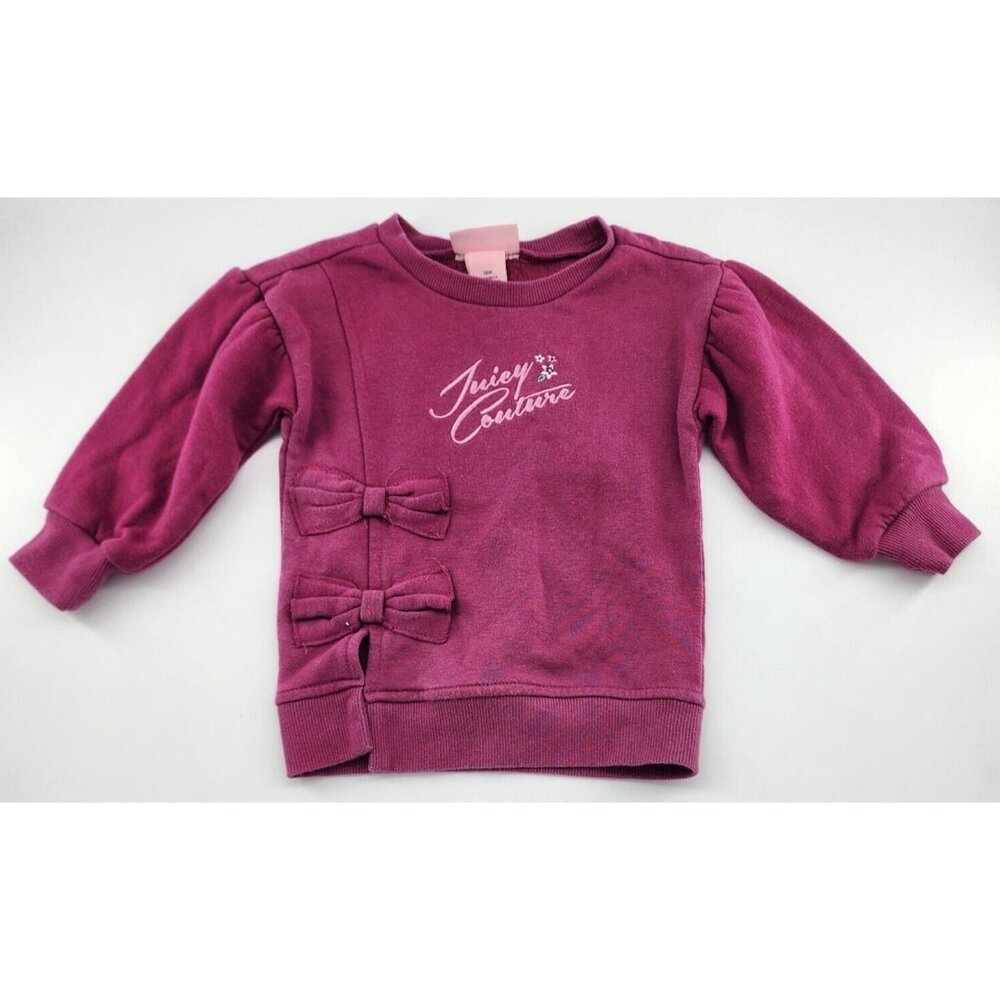 Juicy Couture Girls Long Sleeve Crew Neck Sweatshirt Pink Bows Embroidered 18M